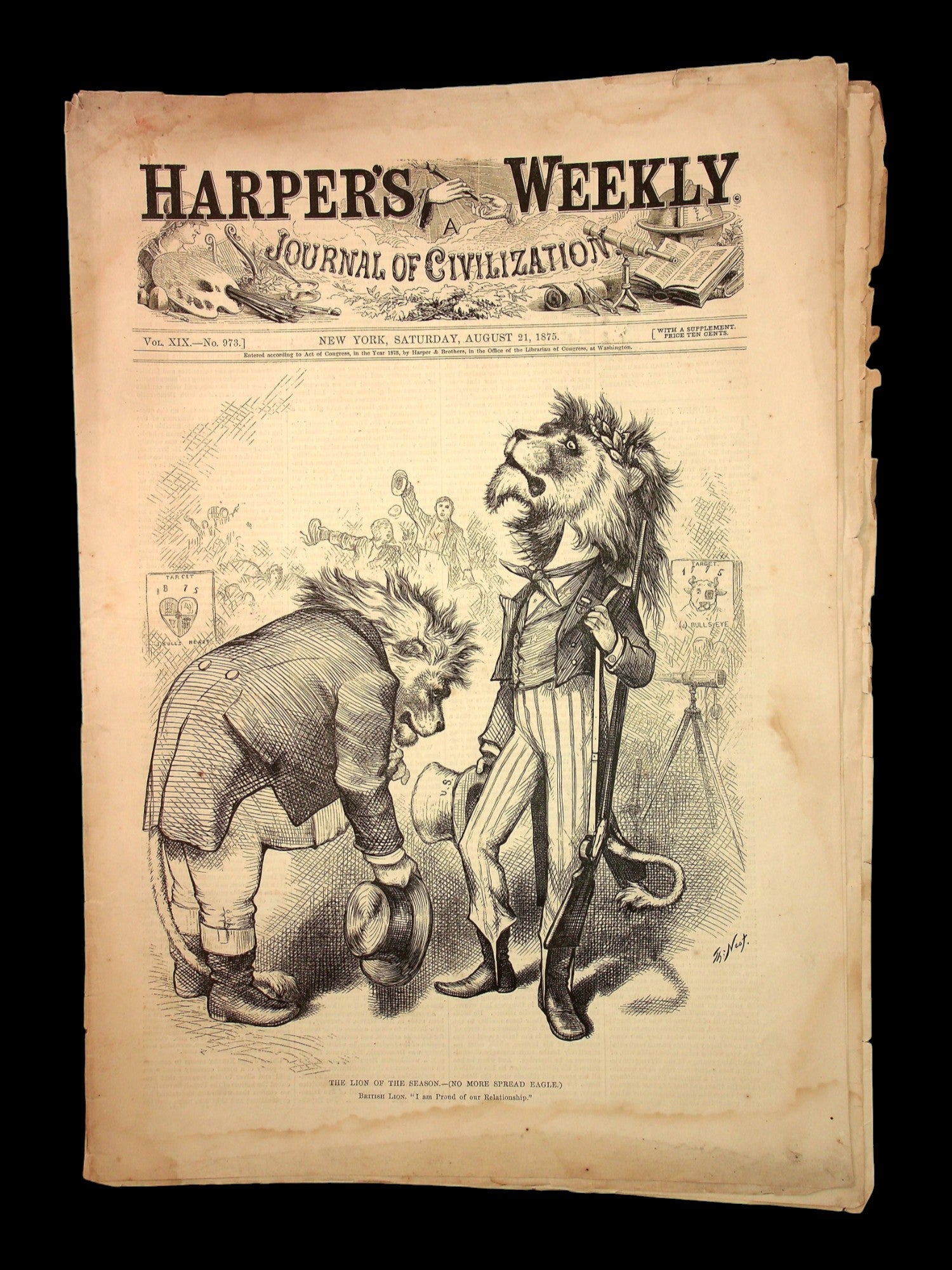 Harper's Weekly (Original 1800s Magazine) - August 21st, 1875 - Reconstruction Era