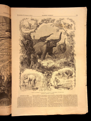 Harper's Weekly: Animals & Architecture of India, Illustration of Christian Revival Centerfold — Nov. 6, 1875