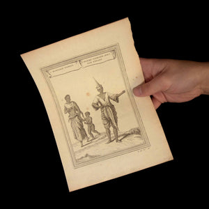 Engraving Of Siamese People in Traditional Dress