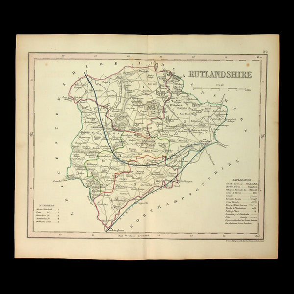 Map of Rutlandshire, England, by Thomas Dugdale - c. 1835 to 1860 - Un ...