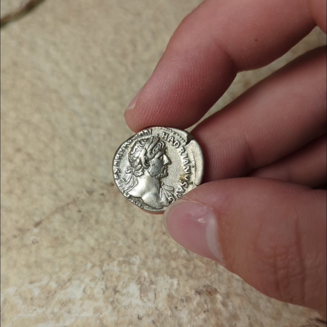 Denarius, Emperor Hadrian, Aeternitas Holding Sun & Moon - 119 to 120 CE - Roman Empire - Auction 9/6/23