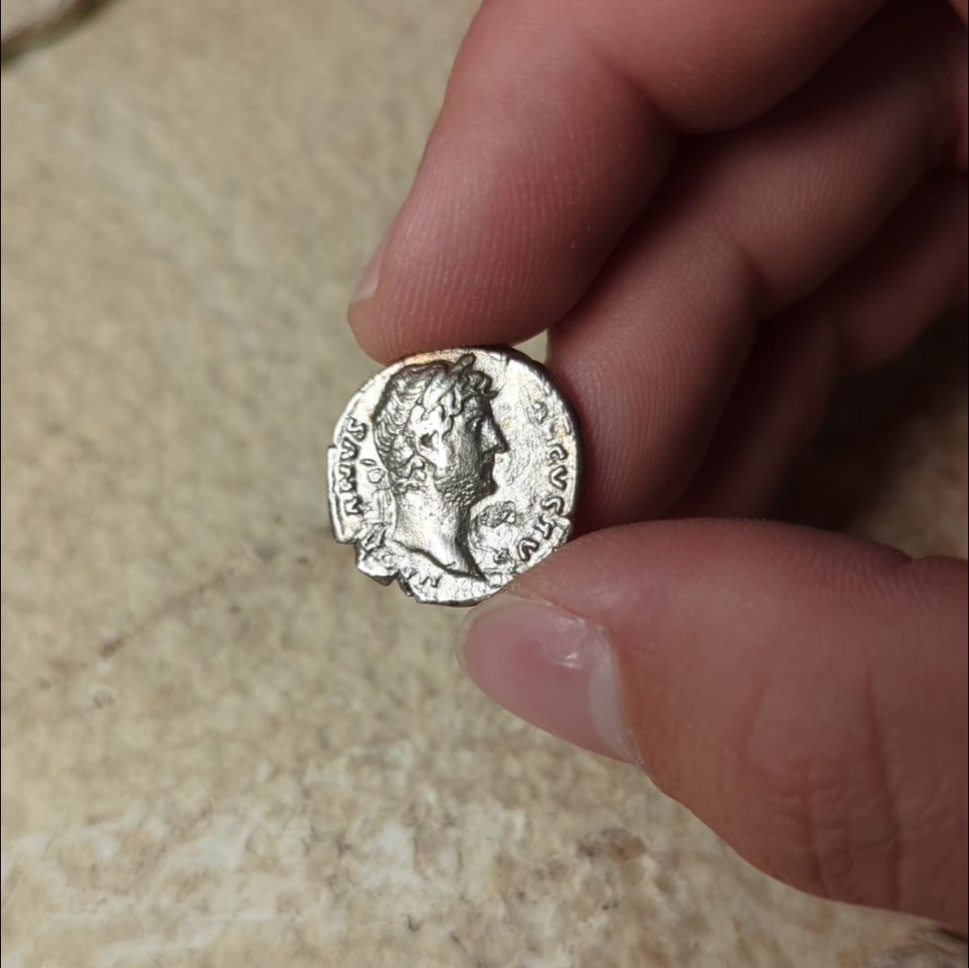 Denarius, Emperor Hadrian, Roma Reverse - 129 to 130 CE - Roman Empire - Auction 9/6/23