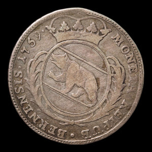 Swiss Cantons, City of Bern, AR ¼ Thaler - 1759 CE - Switzerland
