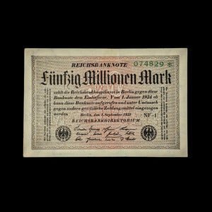 German Inflation Bill, 50,000,000 Marks - 1923 - Weimar Republic