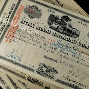 Little Miami Railroad Stock Certificate - 1920's - Pre–Depression