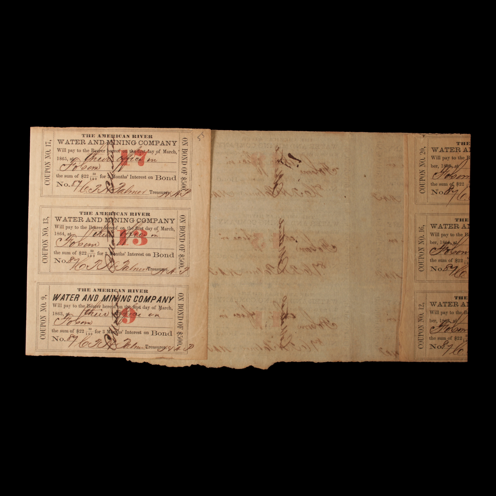 The American River Water & Mining Co. Bonds - 1865