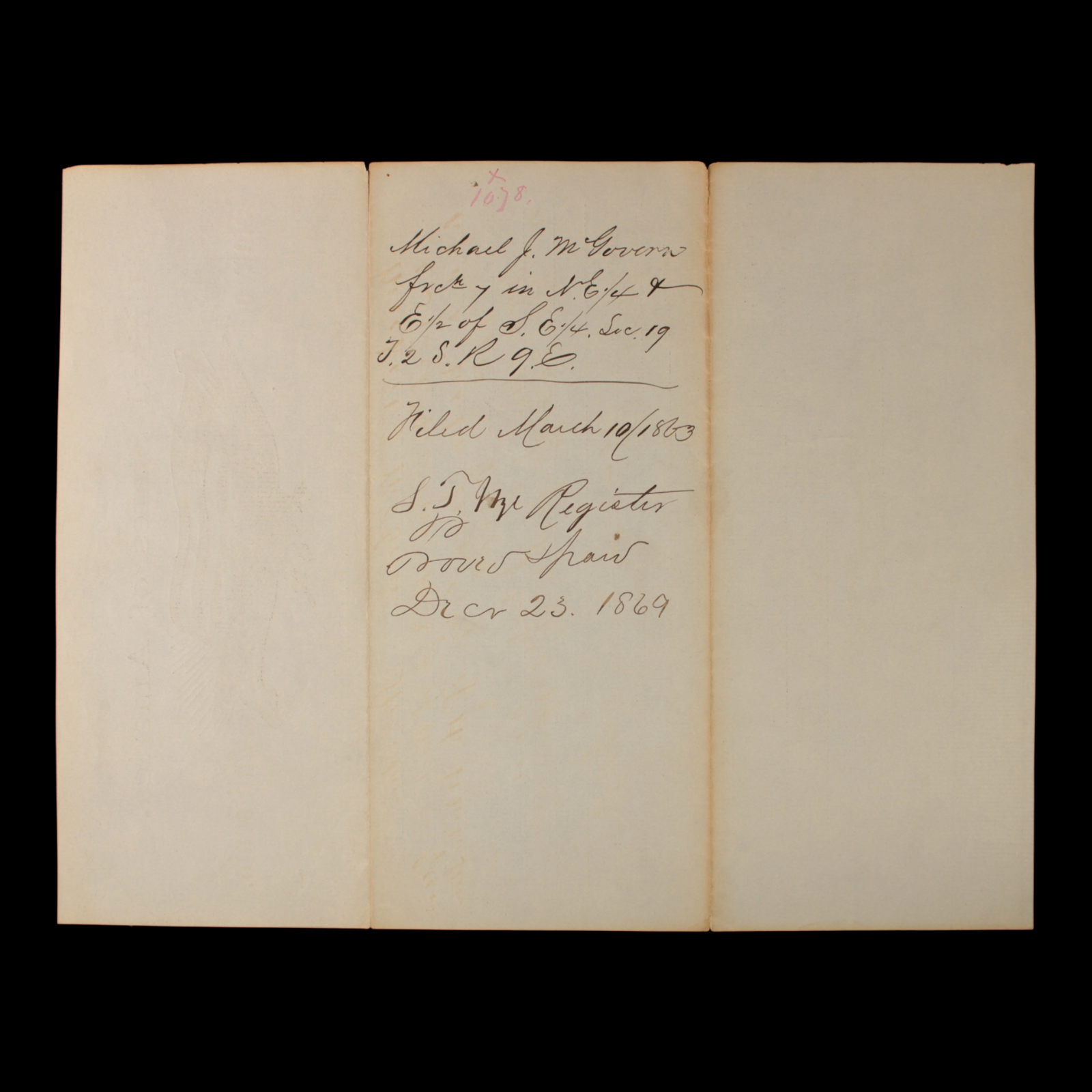 Declaratory Statement Form #1 (For Land Settlement) - 1863