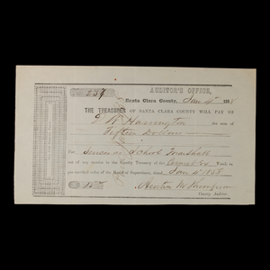 Santa Clara County Auditor Checks - 1855 to 1858