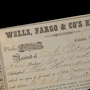 Wells, Fargo & Co. Express Forwarding Receipt - 1859