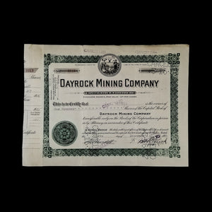 Dayrock Mining Co. Stock Certificate - 1930's - Great Depression