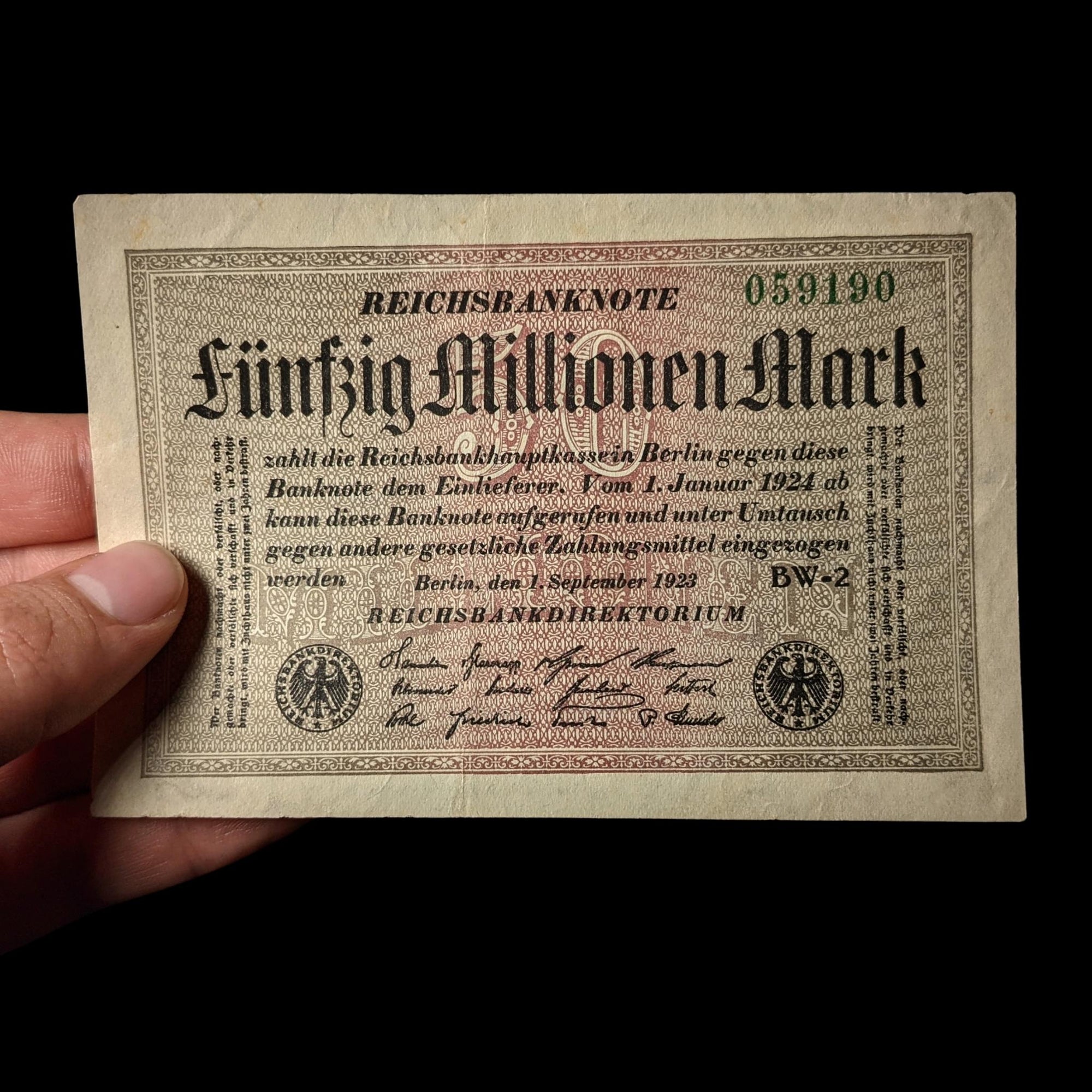 German Inflation Bill, 50,000,000 Marks - 1923 - Weimar Republic