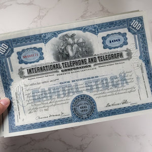 International Telephone & Telegraph (ITT) Stock Certificate - 1940's - New York, NY