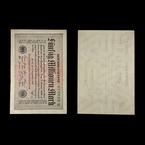 German Inflation Bill, 50,000,000 Marks - 1923 - Weimar Republic