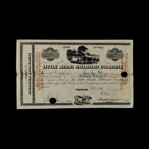 Little Miami Railroad Stock Certificate - 1920's - Pre–Depression