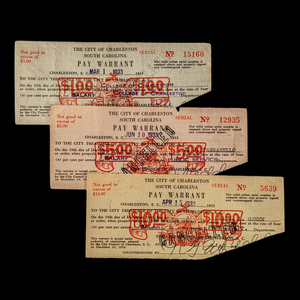 Great Depression Pay Warrants - 1930's - South Carolina, USA