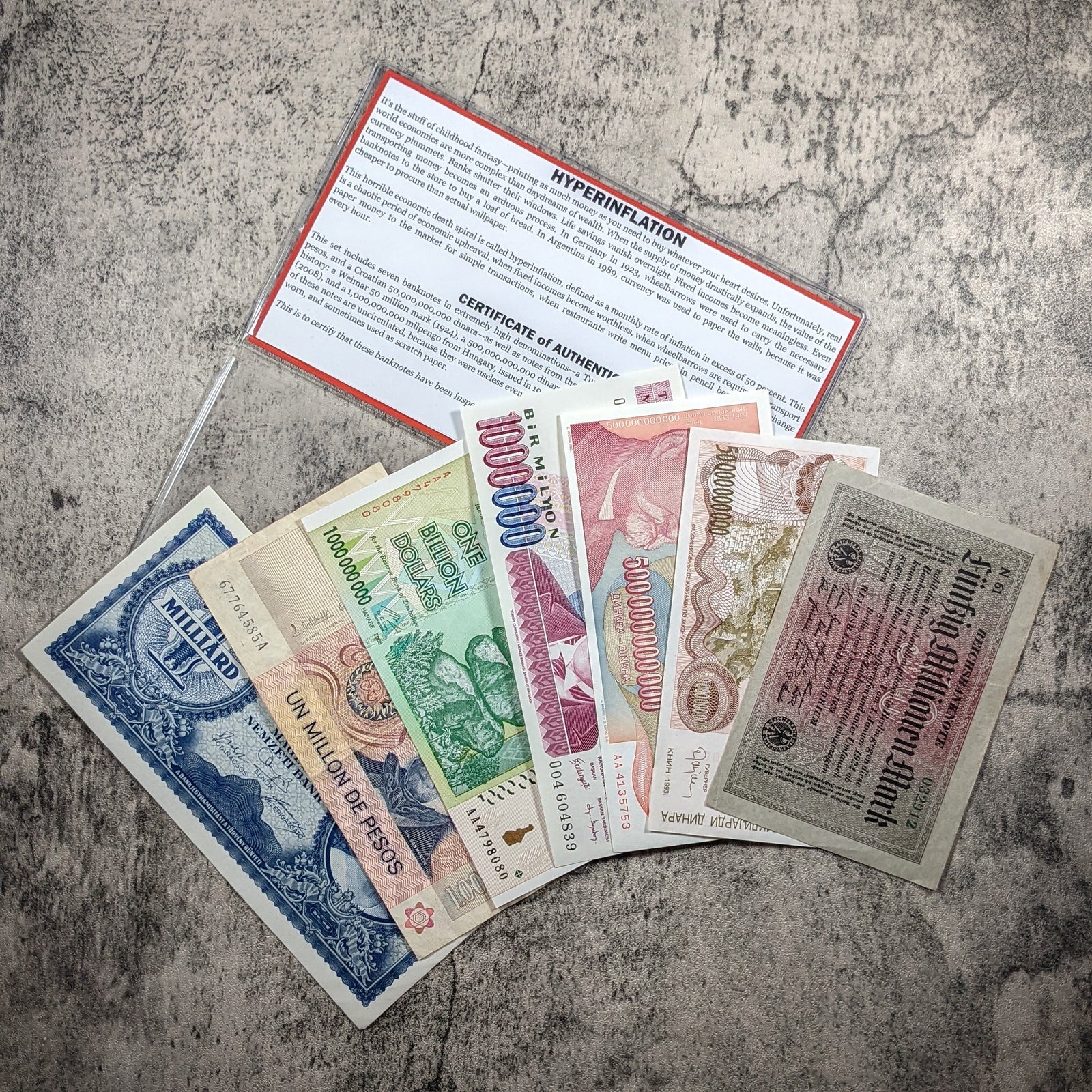 Hyperinflation Collection - 1924 to 2008 - 7 Banknotes