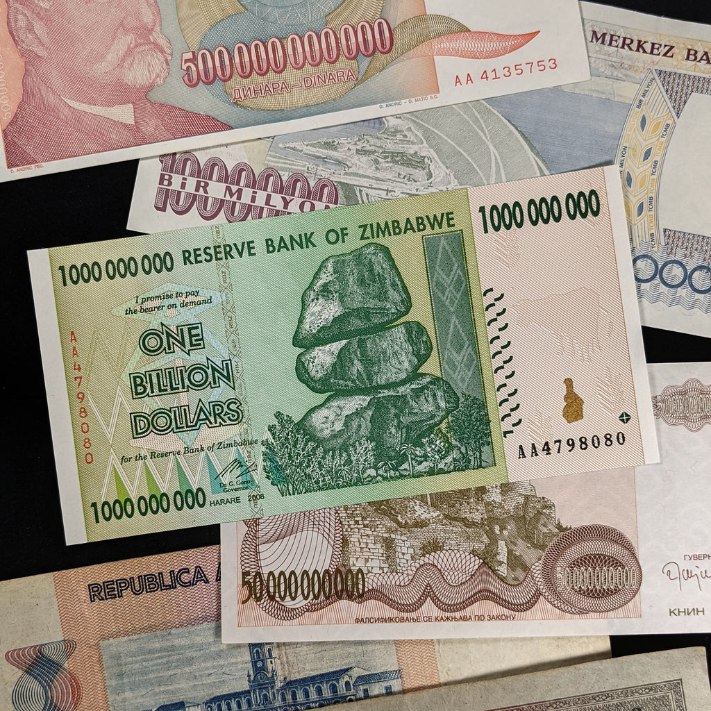 Hyperinflation Collection - 1924 to 2008 - 7 Banknotes - History Hoard