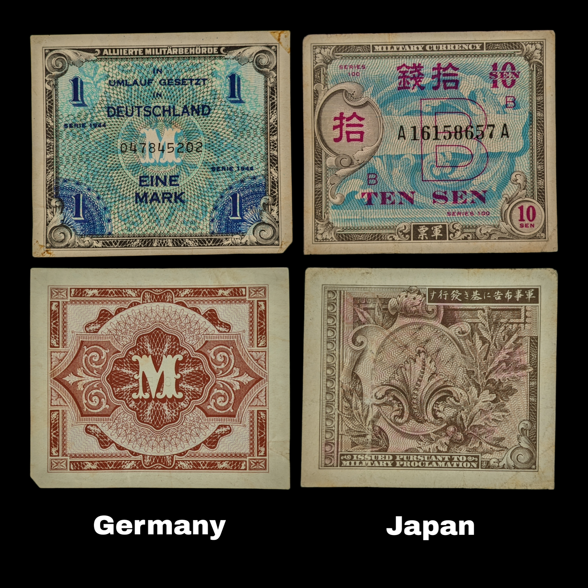 World War II, Allied Military Currency - 1940's - Europe & Japan
