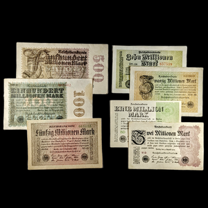 Weimar Germany Inflation Collection (Seven Bills) - 1923 - Weimar Republic